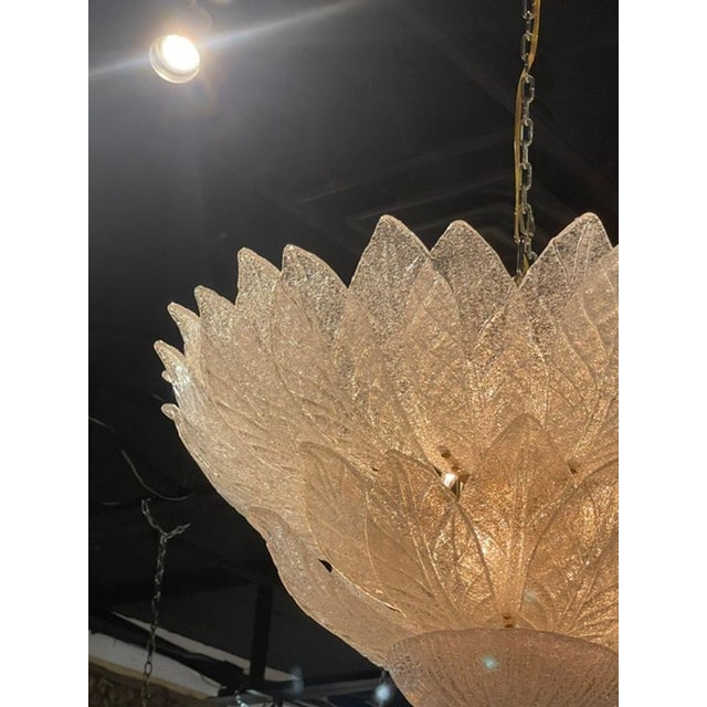 Modern Modern Murano Granola Glass Leaf Chandelier For Sale - Image 3 of 5