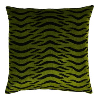 Schumacher Sabi Tiger Velvet 22" Pillow in Jungle For Sale