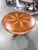 Neoclassical Vintage Mahogany Compass Star Inlaid Accent Table With Carved Pedestal Base For Sale - Image 3 of 8