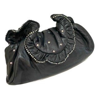 Rita Diana for Mylinka New York 80s Ruffled Calfskin Disco Clutch For Sale
