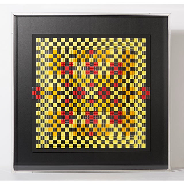 Early 21st Century Françoise Luciani, Orange Checkerboard Wall Sculpture, 2015, Cardboard Relief Artwork For Sale - Image 5 of 5