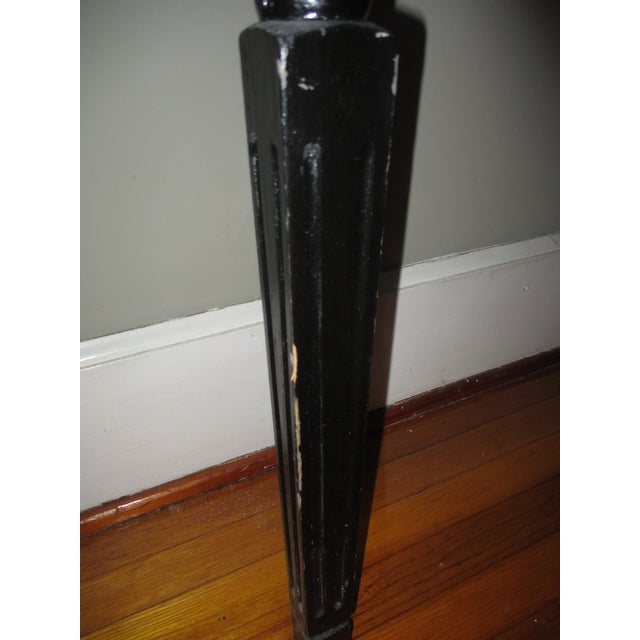 Wood Vintage Maitland-Smith Style Art Nouveau Black With Gold Roses Wood Library / Console Table For Sale - Image 7 of 10