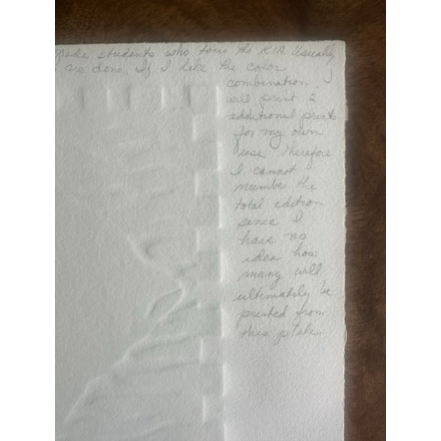 1990s Vintage Signed and Dated Original Lino Print For Sale - Image 5 of 5