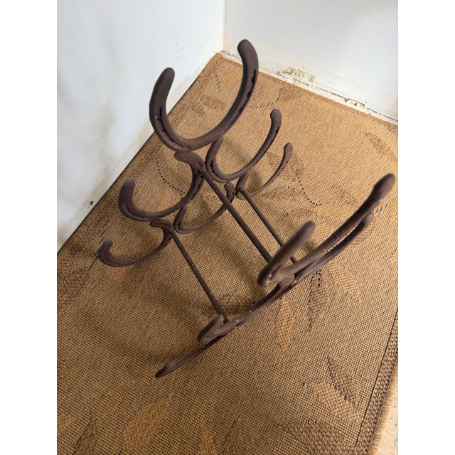 Vintage Horseshoe Wine Rack For Sale - Image 4 of 5