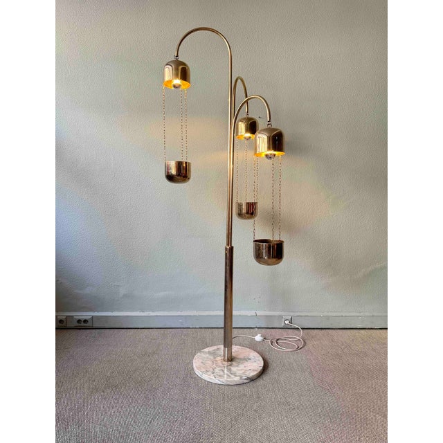 Beige Italian Brass and Marble Floor Lamp with Planters attributed to Reggiani, Italy, 1970s For Sale - Image 8 of 18