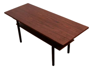 1960s Mid Century Danish Modern Coffee Table Solid Teak Denmark Surfboard Shelf