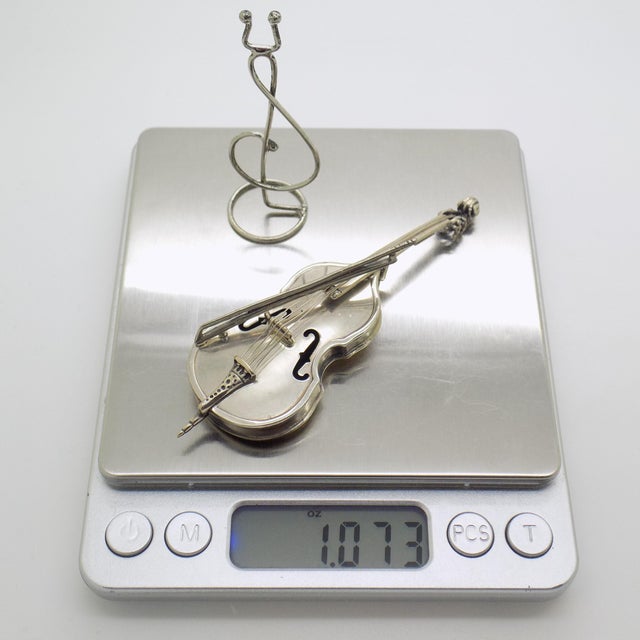 Large Vintage Italian Handmade Silver Violin and Bow Figurine with Stand from Angini, Arezzo, Italy, 1980s For Sale - Image 11 of 14