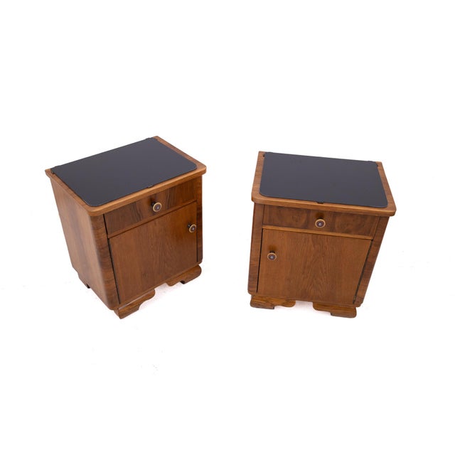 Mid-20th Century Art Deco Bedside Tables, Poland, 1950s, Set of 2 For Sale - Image 3 of 10