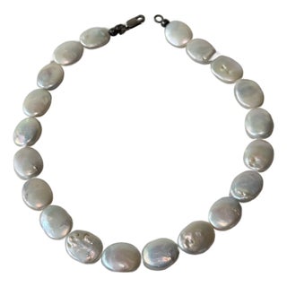 Vintage Pearl Beaded and Sterling Silver Necklace For Sale