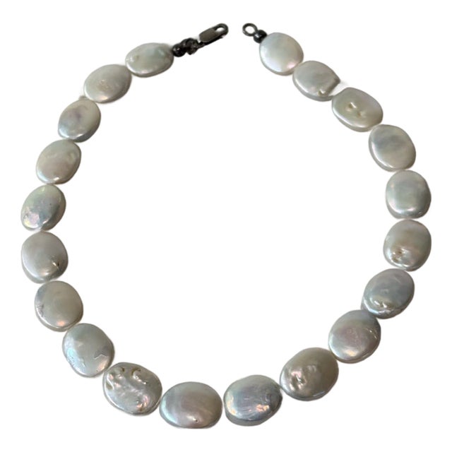 Vintage Pearl Beaded and Sterling Silver Necklace For Sale