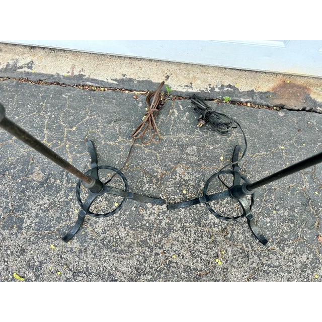 Set of Two Early 20th Century Spanish Revival Metal Floor Lamps For Sale In Milwaukee - Image 6 of 7