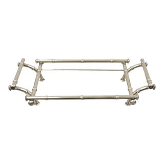 Vintage Italian Hollywood Regency Faux Bamboo Silver Plated Serving Platter Stand For Sale