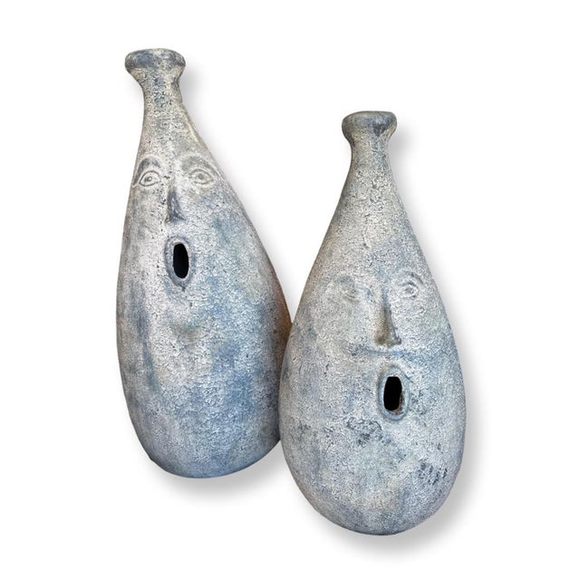 Mid 20th Century Vintage Italian Ceramic Faces Decoration Amphora- Large For Sale - Image 5 of 7