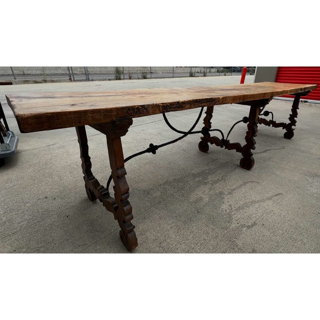 Monumental 18th-Century Spanish Baroque Style Walnut Trestle Dining / Refectory Table For Sale - Image 13 of 18