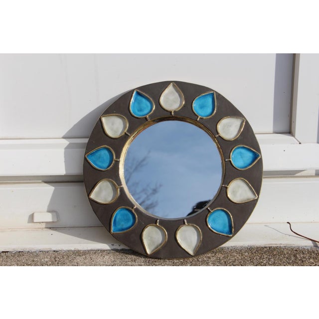 Blue Mirror with Spike Pattern, 1960s For Sale - Image 8 of 8