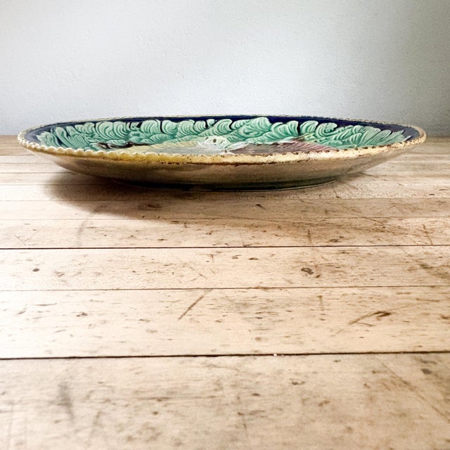 Antique Wedgwood "Waves and Shells" Majolica Oval Platter For Sale - Image 11 of 13