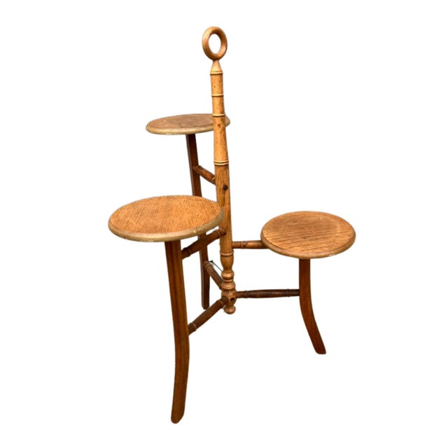 Mid-Century Modern Mid-Century Bamboo Plant Stand/Side Table For Sale - Image 3 of 8