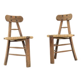 Brutalist Tripod Chairs, Set of 2 For Sale