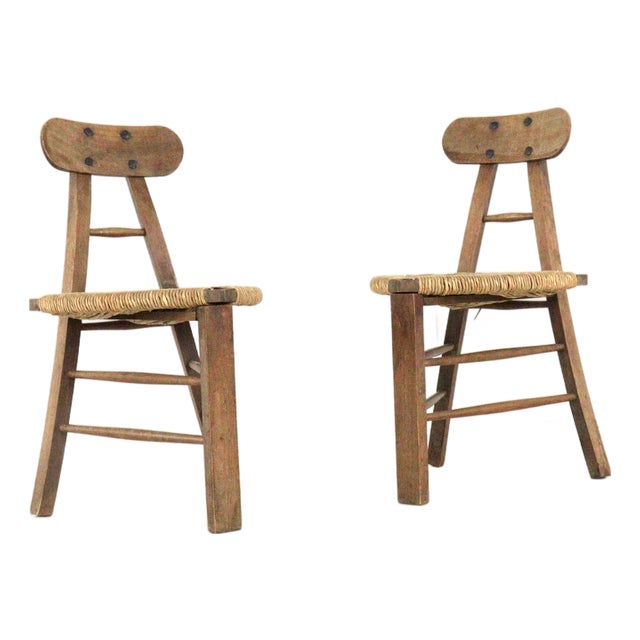 Brutalist Tripod Chairs, Set of 2 For Sale