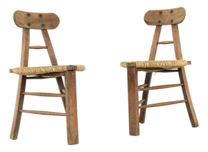 Brutalist Tripod Chairs, Set of 2