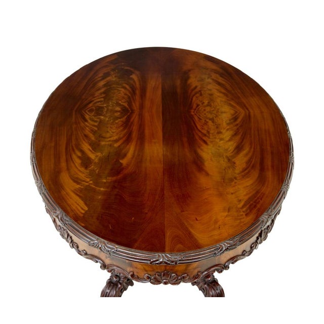 Traditional Antique Hand Carved Oval Center Table, 1880 For Sale - Image 3 of 11