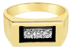 Three Stone Diamond Wedding Band with Brushed Satin Trim, Size 7
