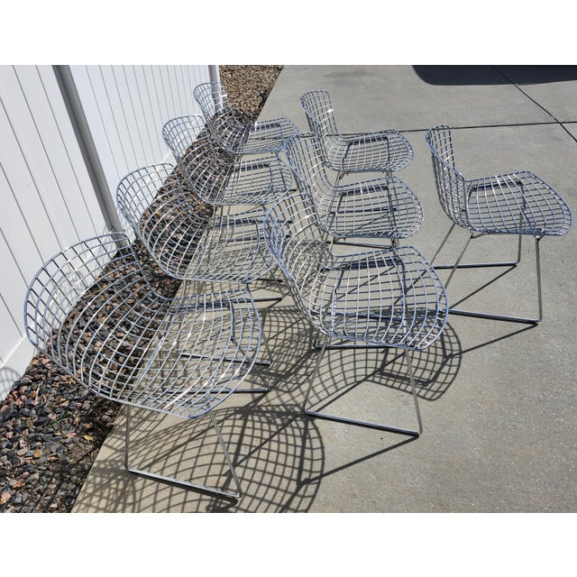 Harry Bertoia Vintage Set of 8 Attributed to Harry Bertoia for Knoll Side Chairs. For Sale - Image 4 of 10