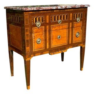 18th Century Louis XVI Marquetry Commode with Marble For Sale