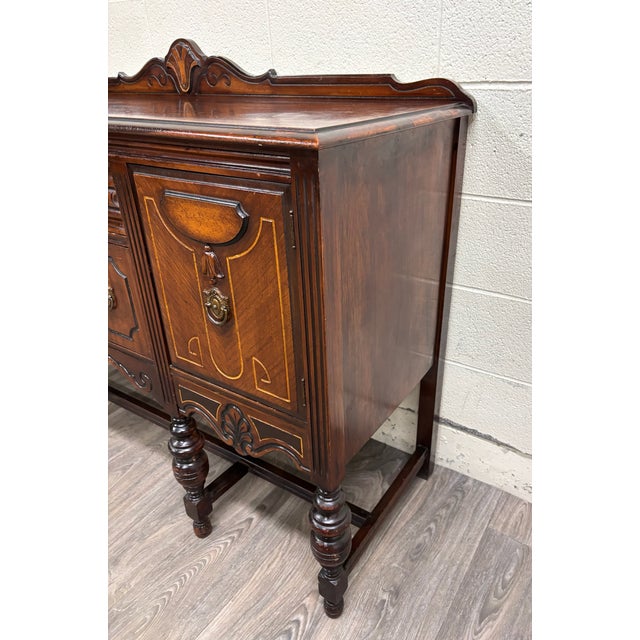 Antique Art Deco or Jacobean Revival Style Sideboard Buffet Server Console For Sale - Image 9 of 11
