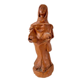 Vintage Woman Sculpture Terra Cotta French For Sale