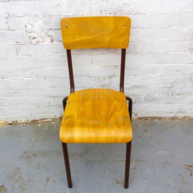 Brown Vintage French School Chair, 1970s For Sale - Image 8 of 10