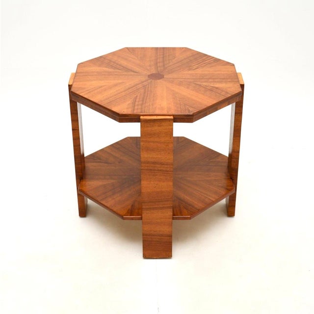 Mid-Century Modern Art Deco Occasional Coffee Table in Walnut, 1930s For Sale - Image 3 of 7