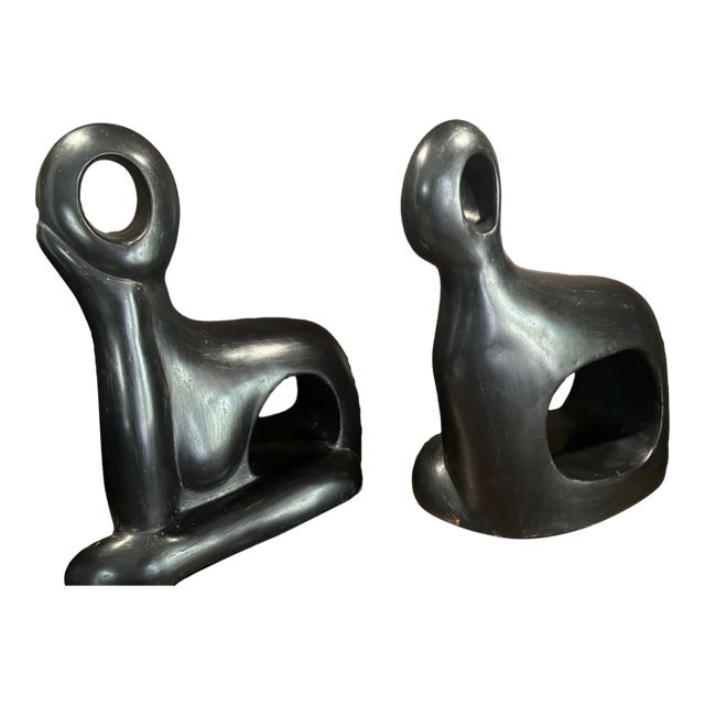 Abstract Black Stone Pair For Sale