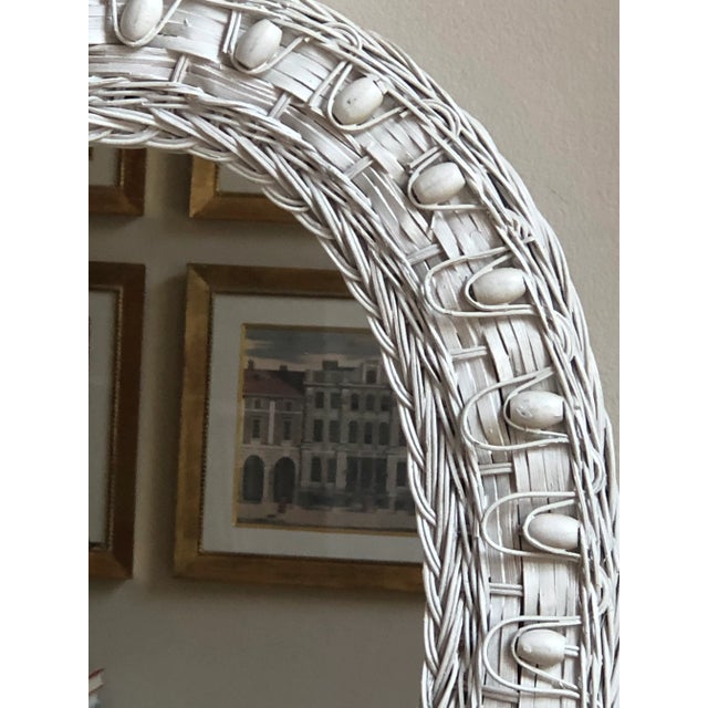 Vintage Boho White Wicker Mirror For Sale In Baltimore - Image 6 of 13