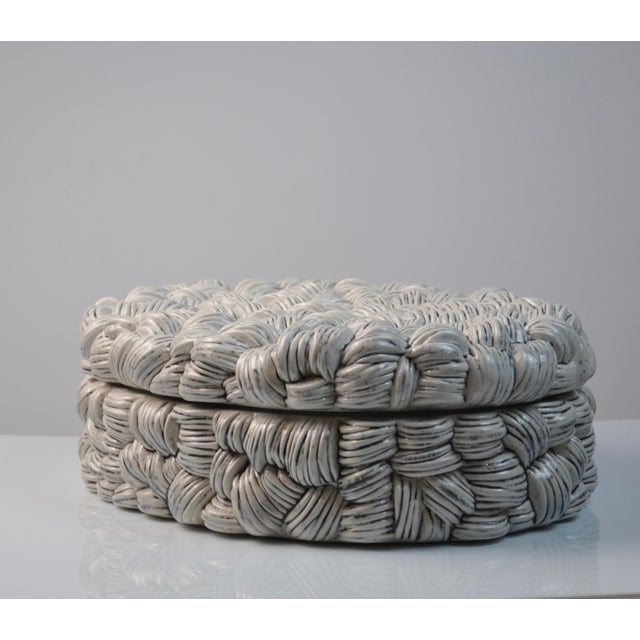 Cream Textured Ceramic Decorative Box from Arteriors, 2010s For Sale - Image 8 of 16
