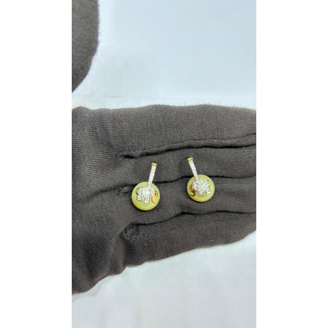 Natural Ruby, Lapis, & Diamond Earring in 14k Gold For Sale - Image 4 of 8