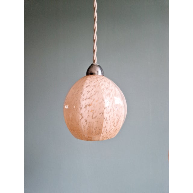 Art Deco Pendant Light in Pink Speckled Glass, 1920s For Sale - Image 11 of 16