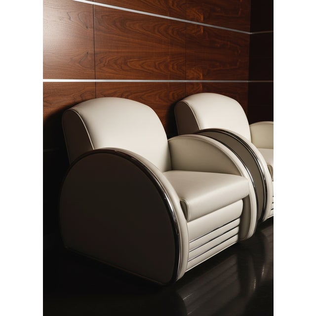 Donald Deskey 2-Piece Art Deco Streamline Moderne Seating Suite by Jaz — After Donald Deskey Royalchrome, c.1990s For Sale - Image 4 of 6