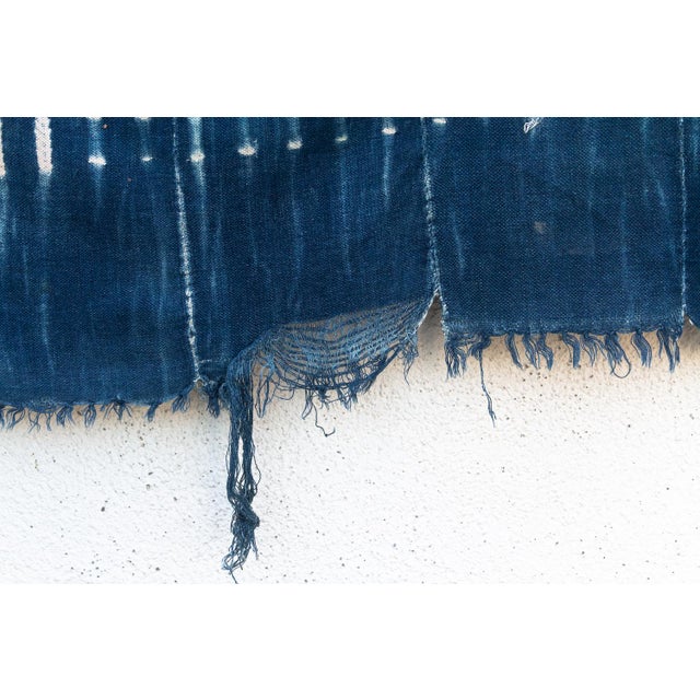 African Vintage African Moss "Arbinda Horizon" Indigo Throw For Sale - Image 3 of 6
