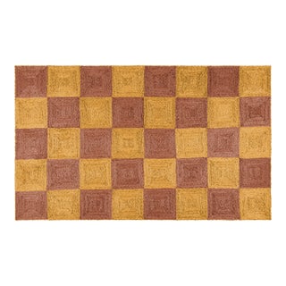 Part & Parcel Goods Jute Block Rug, 10'x14', Topaz and Mustard For Sale