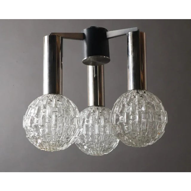 Space Age Ceiling Light in Chrome and Crystal Glass, 1970s For Sale - Image 4 of 13