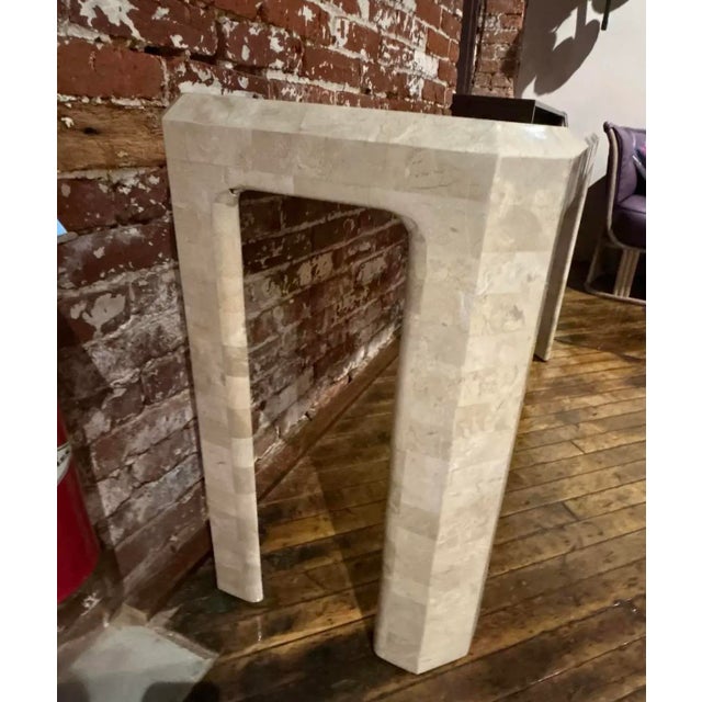 White Tessellated Fossil Console Sofa Table Attributed to Maitland Smith For Sale - Image 8 of 9