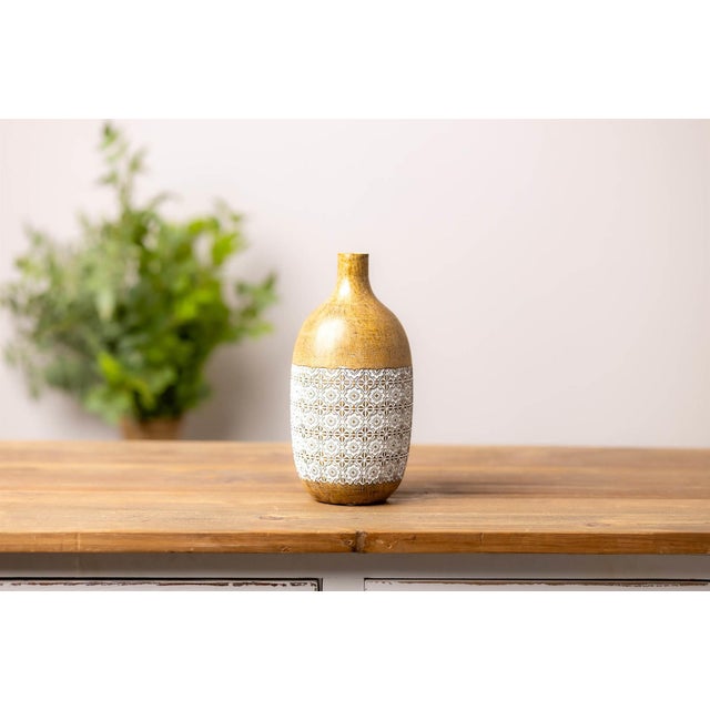 Modern Embossed Pattern Decorative Vase For Sale - Image 3 of 3