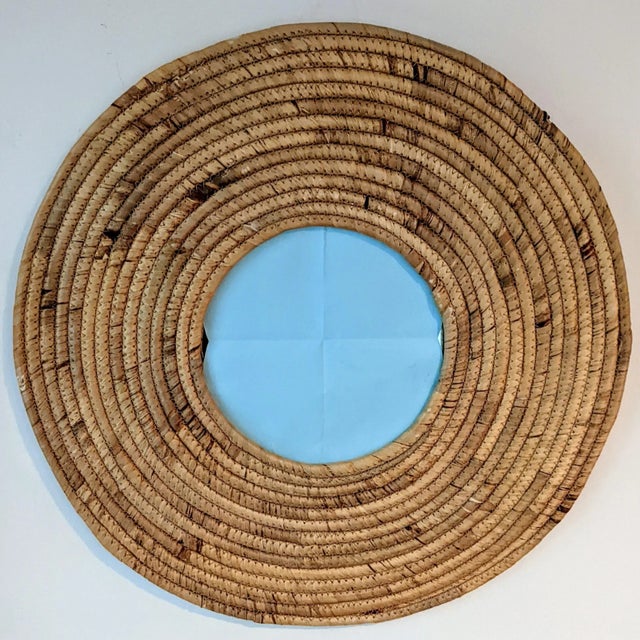 Woven Seagrass Coastal Circle Wall Mirror For Sale - Image 12 of 12