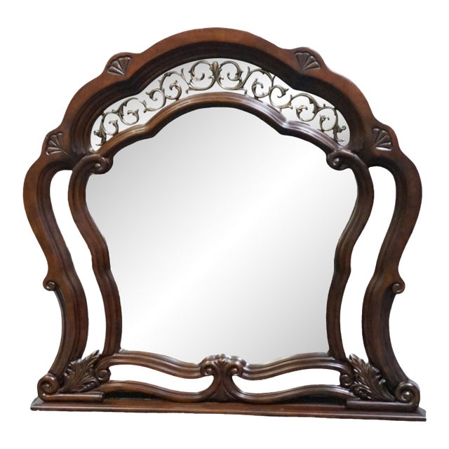 Aico Michael Amini Romanza Collection Old World Baroque 51" Mirror - Deep Claret Finish 74060-56 For Sale