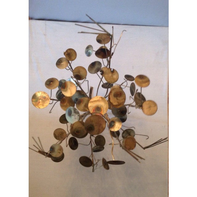 Curtis Jere Vintage Mid-Century Brutalist Free Standing Metal Work Tree Sculpture by C. Jere Rain Drop For Sale - Image 4 of 11