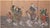 Lovely vintage painted folding screen depicts a scene with figures crossing turbulent ocean waves. You can see classic...