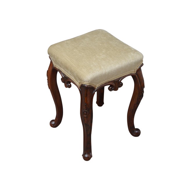 English Victorian Dressing Table Stool in Goncalo Alves Wood, 1860 For Sale - Image 3 of 8
