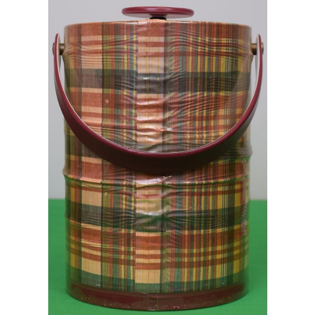 1980s 1980s "SEMPER PREPARATUS" The Official Preppy Madras Plaid Ice Bucket For Sale - Image 5 of 7
