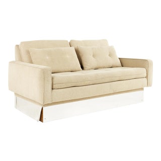 Milo Baughman Style Mid Century Chrome Base Settee Sofa For Sale